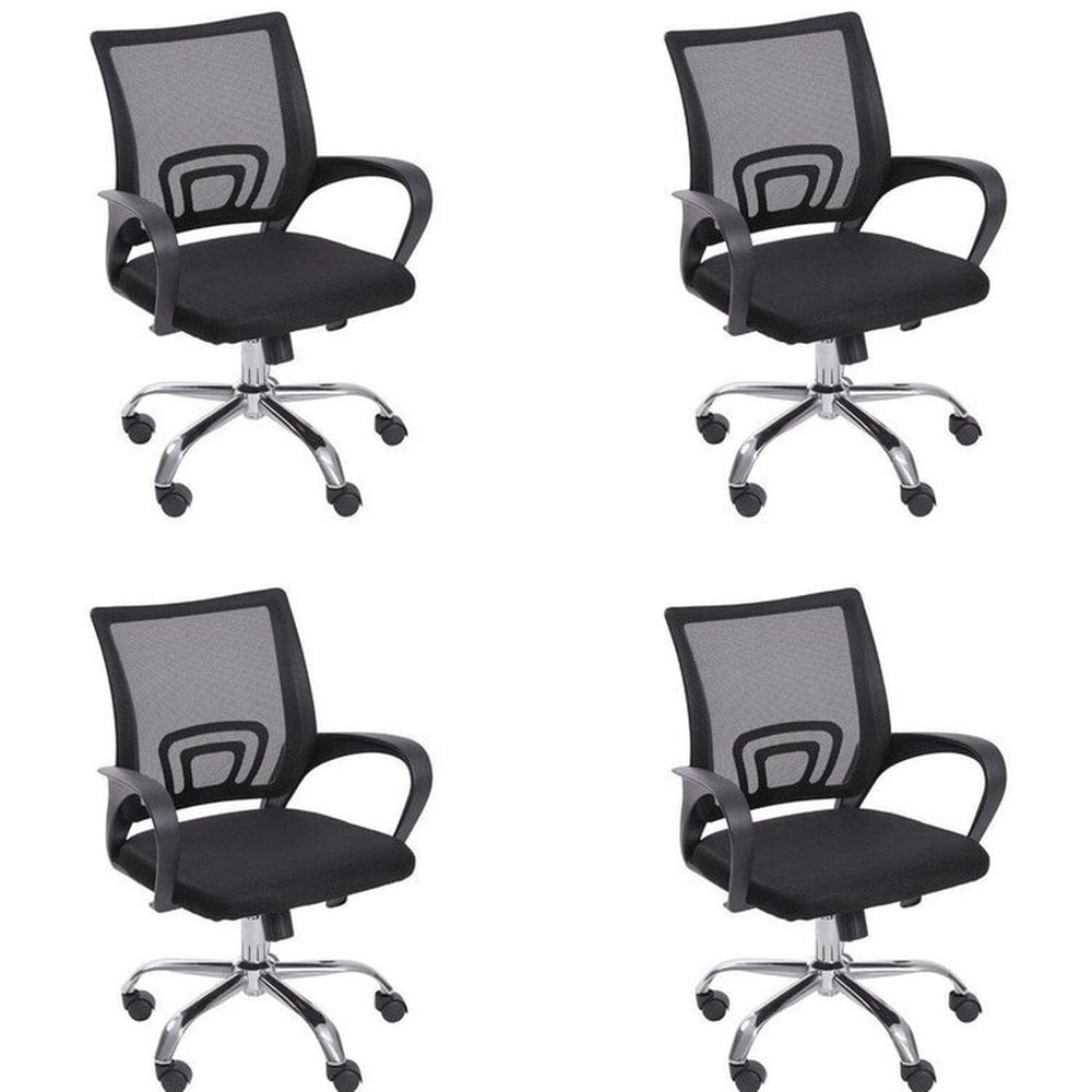 Kit 4 Cadeiras para Escritório Diretor Tela Mesh com Relax Tok 3310 Preto