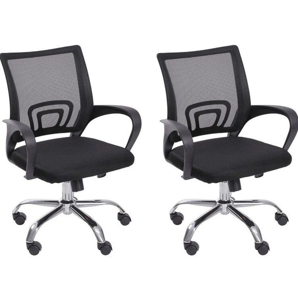 Kit 2 Cadeiras para Escritório Diretor Tela Mesh com Relax Tok 3310 Preto