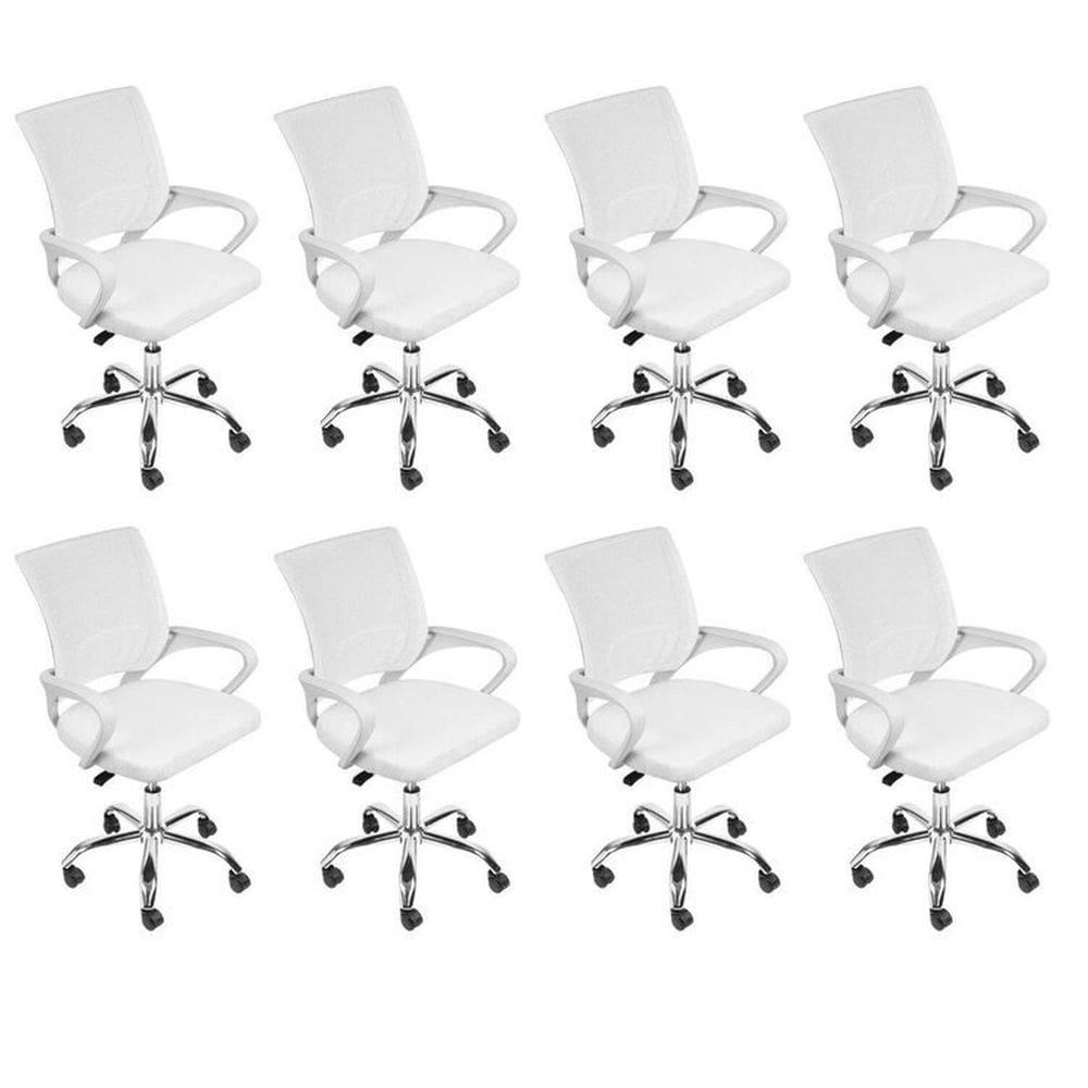 Kit 8 Cadeiras para Escritório Diretor Tela Mesh Tok 3310 Branco