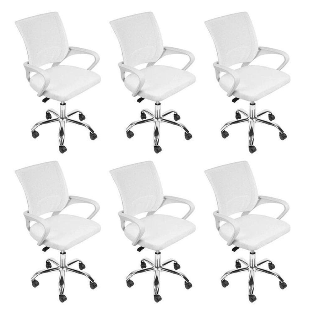 Kit 6 Cadeiras para Escritório Diretor Tela Mesh Tok 3310 Branco