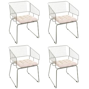 Conjunto com 4 Cadeiras para Sala de Estar Texas Verde Oliva/Bege