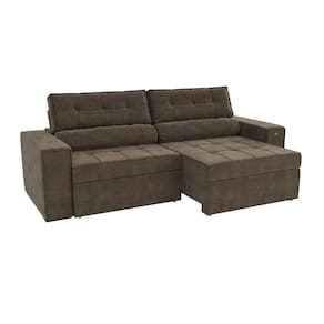 sofá 4 lugares retrátil e reclinável lanus veludo marrom 250 cm