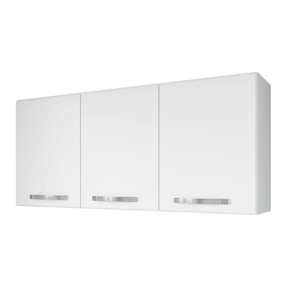 Armário Aéreo Cozinha 120cm 3 Portas Com Divisória Home - Branco