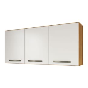 Armário Aéreo Cozinha 120cm 3 Portas Com Divisória Home - Freijó Off White