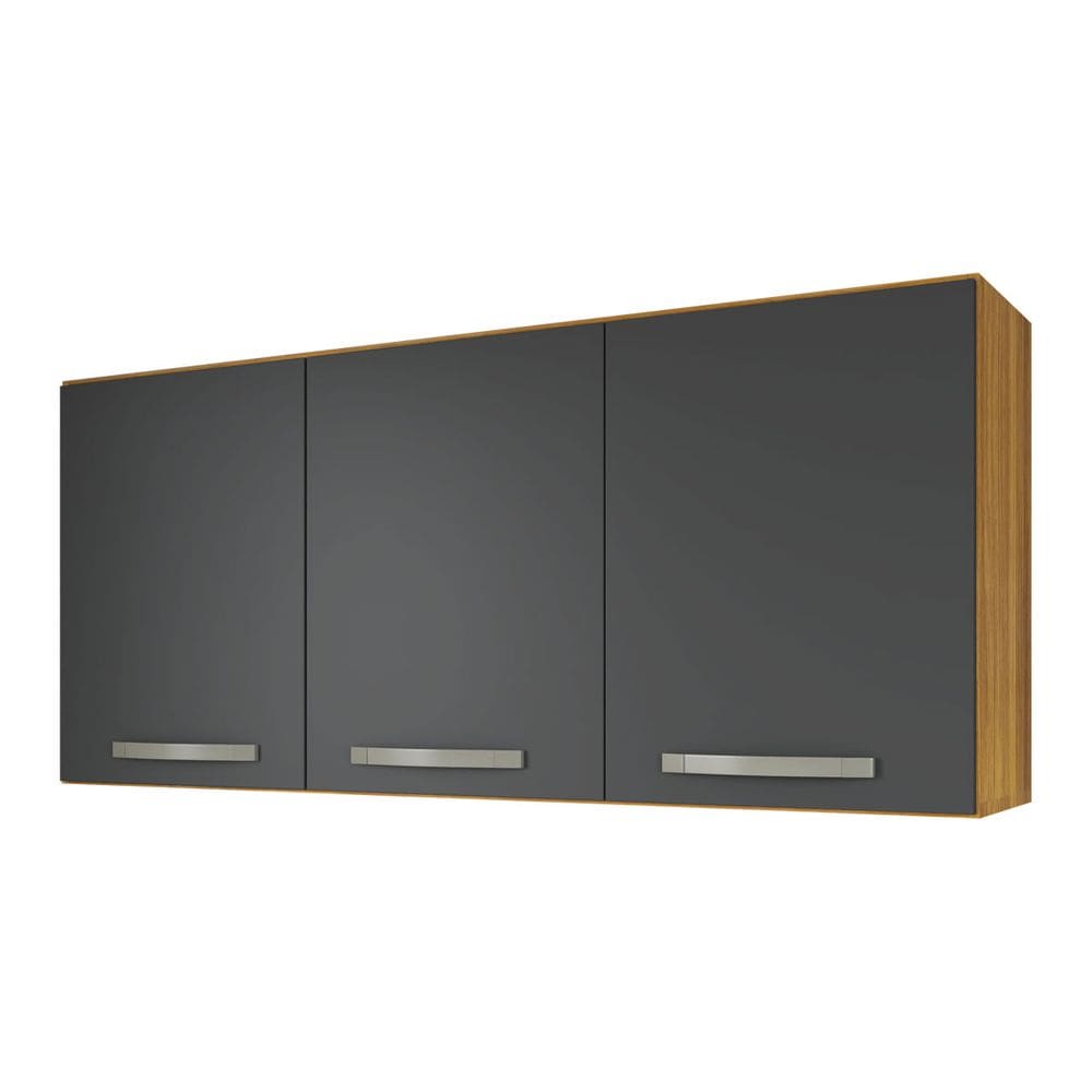 Armário Aéreo Cozinha 120cm 3 Portas Com Divisória Home - Freijó Grafite