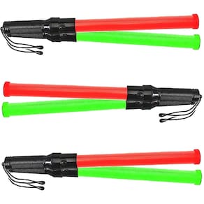 Bastao Sinalizador Grande 2 Cores Led Kit 3 Unidades Fluorescente Segurança Lanterna Sinalizaçao Fiscalizaçao Emergencia Estrada Rodovia Transito