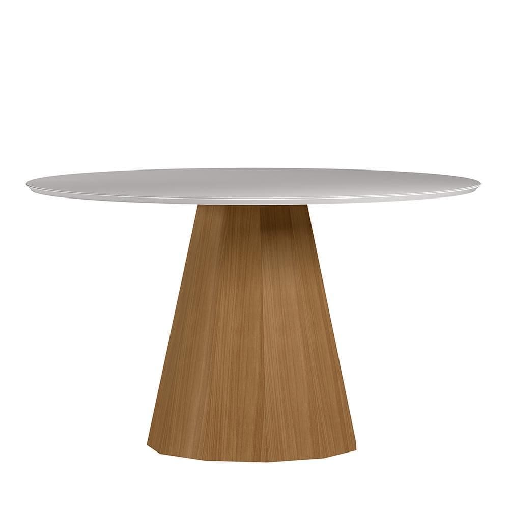 Mesa de Jantar Isis 135x135 Tampo em MDF com Vidro - New Ceval - Off White