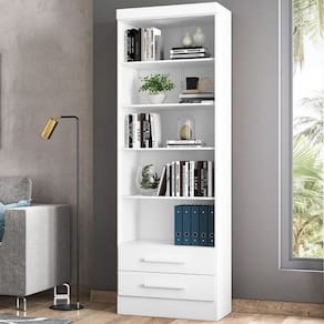 Estante Multiuso para Livros 3420 2 Gavetas Branco Qmovi