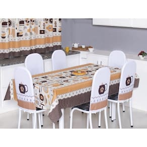 Kit 4 Capas Encosto de Cadeira de Aço Tubular Cozinha Malha Gel Estampa Divertida Talher Laranja
