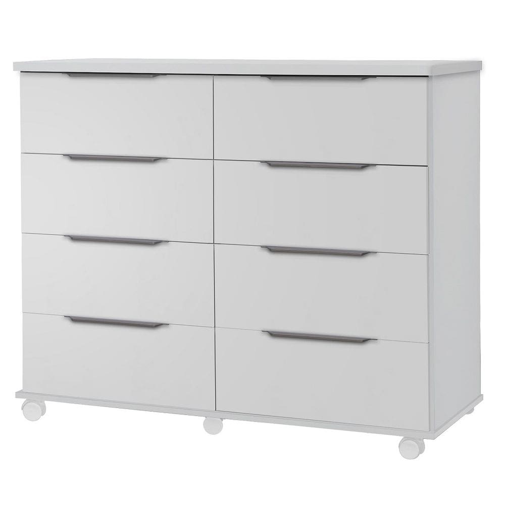 Cômoda Athenas 8 Gavetas com Rodízios Rud Rack Cor Branco