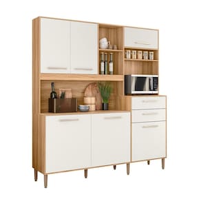 Cozinha Compacta Salsa 6 Portas 2 Gavetas - Freijó/Off White Cristal