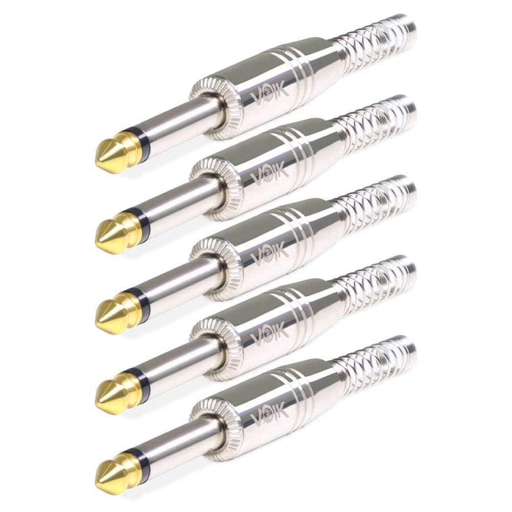 Kit 5 Plug Conector P10 Mono Voik PRTM-P10 Com Mola Prata