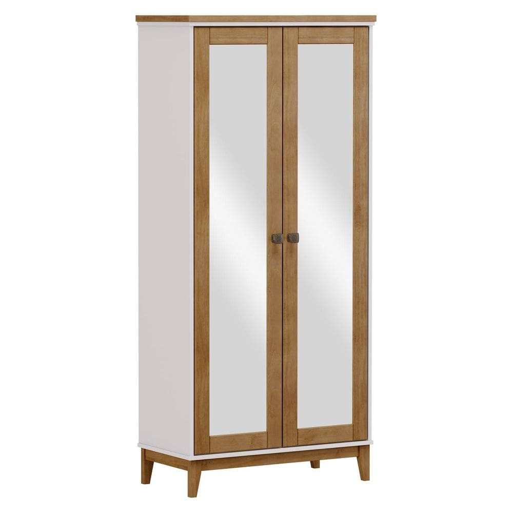 Armario Organizador 2 Portas C/Espelho Prata Off White/Freijo - Finestra