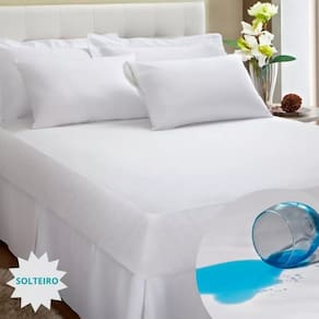 Kit Com 4 Capa Protetor De Colchão Solteiro Impermeável Com Elástico Branco