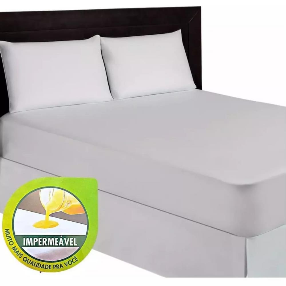 Kit Com 2 Capa Protetor Colchão Solteiro Impermeável Com Elástico Branco