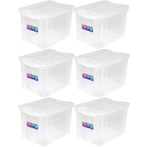 6 Caixas Organizadoras Plásticas Média Alta 30L Ordene Transparentes Radical Color