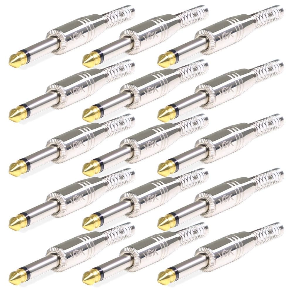 Kit 15 Plug Conector P10 Mono Voik PRTM-P10 Com Mola Prata