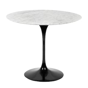 Mesa De Jantar Saarinen Oval 137x90 Cm Mármore Carrara Base Preta