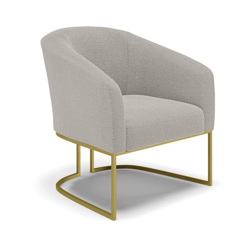 Poltrona Decorativa Base Industrial Dourado Stella Bouclê Cinza D03 - D`Rossi