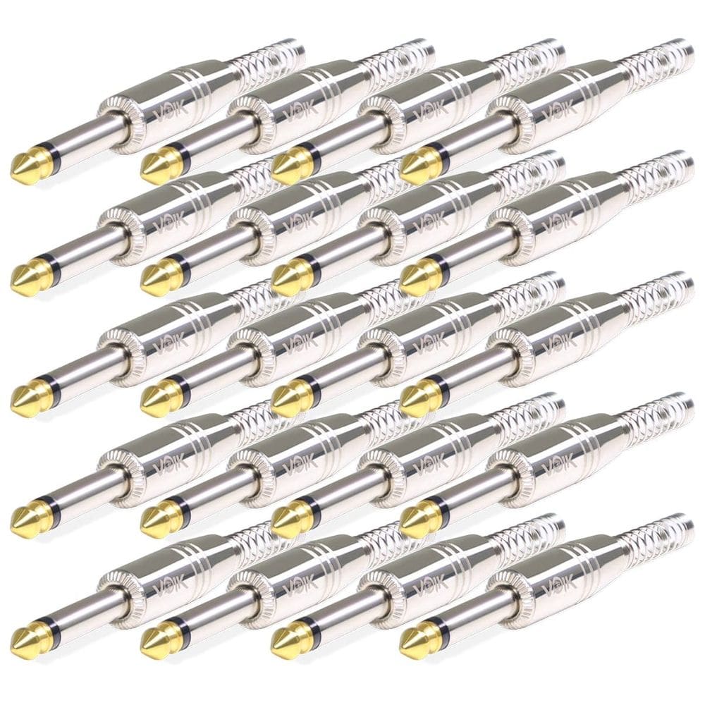 Kit 20 Plug Conector P10 Mono Voik PRTM-P10 Com Mola Prata