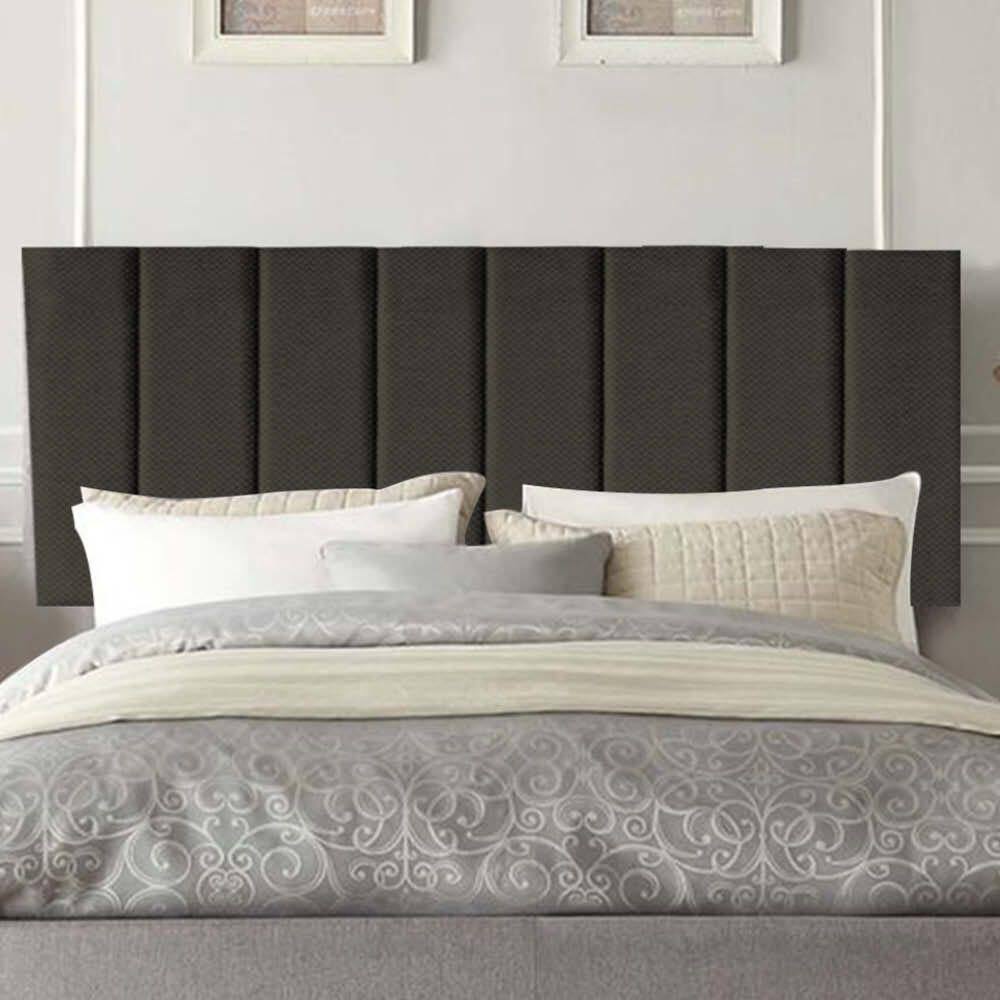 Painel Estofada Carla 195cm King Size Para Cama Box Quarto Linho Marrom - Gat Magazine