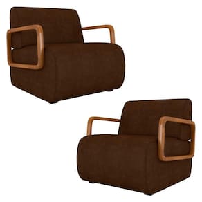 Poltrona Decorativa Orgânica Kit 2 Belarus K04 Sintético Marrom Escuro Mpozenato