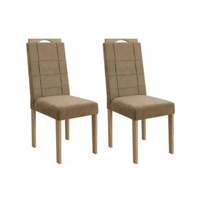 Cadeira Sala De Jantar 2cad150ea Kit 2 Un Eucalipto/veludo Bege A036 - Kappesberg