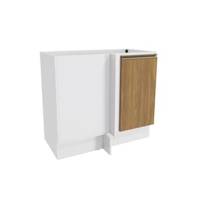 Balcão De Canto Reto Celeste Kappesberg 100% Mdf 1 Porta Branco/nogueira 98cm