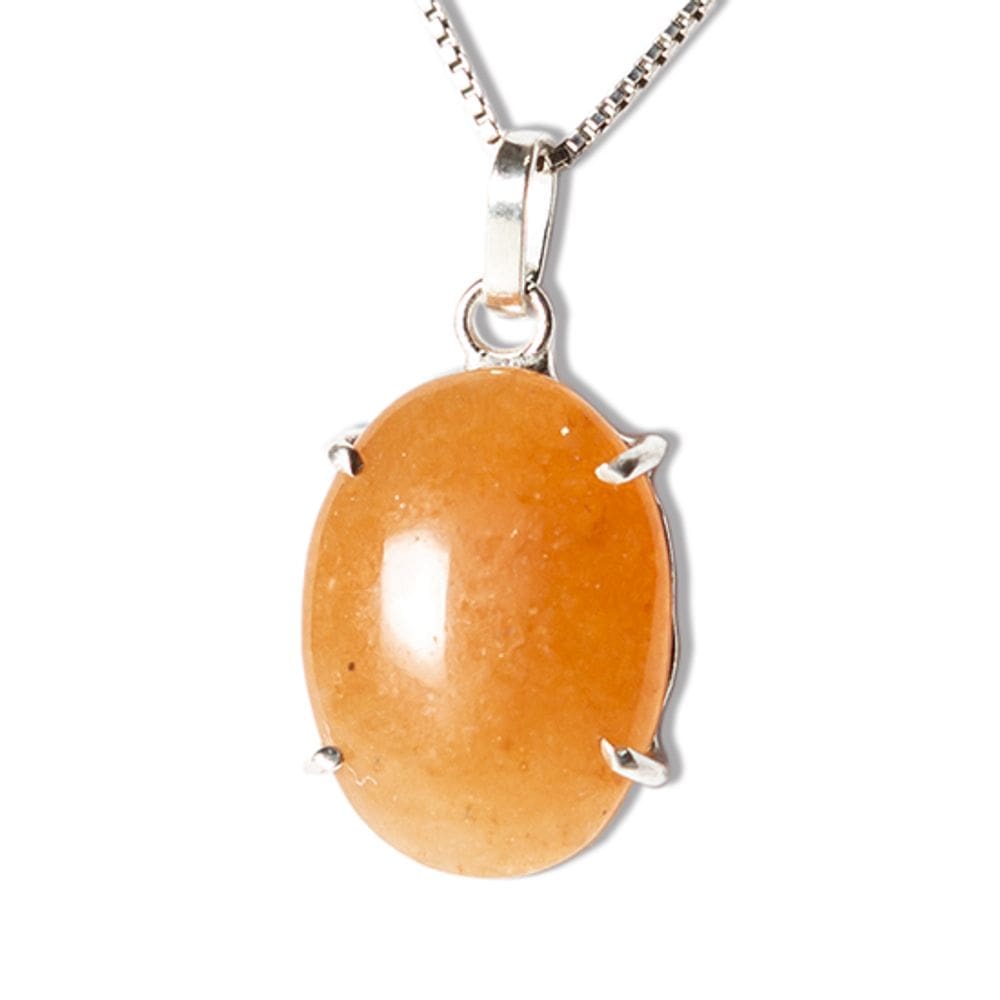 Colar Cabochão Quartzo Tangerina 15mm Natural Garra Prata 950