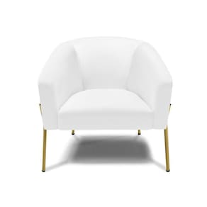 Poltrona Pé De Ferro Dourado Sala De Estar Stella Corino Branco D03 - D`rossi