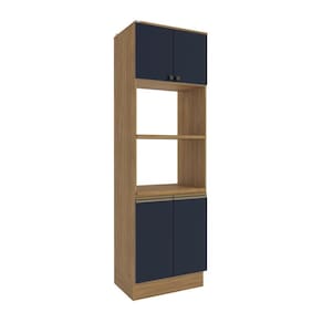 Kit 2 Fornos Celeste Kappesberg 100% Mdf 4 Portas Nogueira/azul 70cm