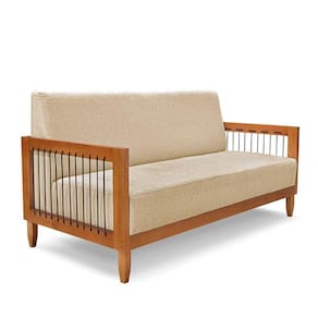 Sofá 2 Lugares Base De Madeira Mariana 160 Cm Linho S04 - D`rossi Cor Dourado