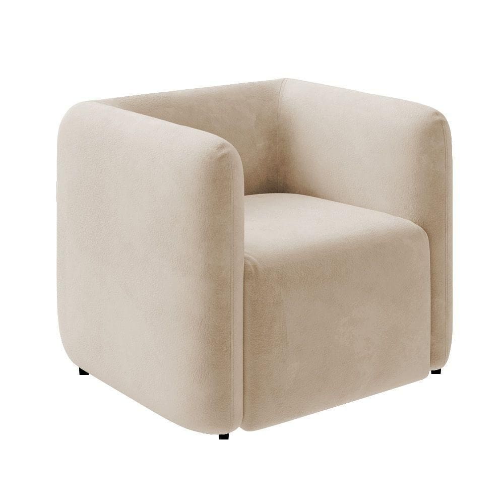 Poltrona Sala De Estar Decorativa Laguna Veludo K01 - D`rossi Cor Bege