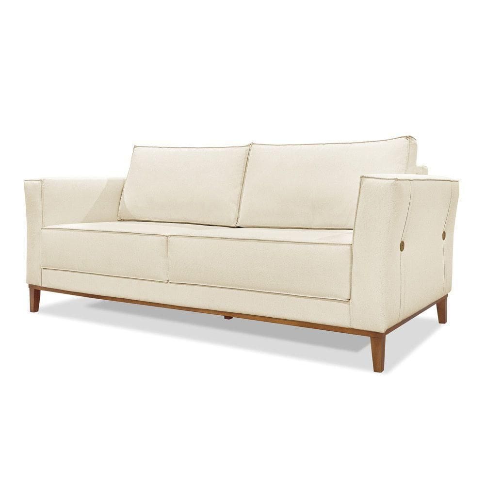 Sofá 2 Lugares Base De Madeira Grace 190 Cm Linho Natural S04 - D`rossi