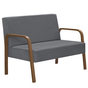 Poltrona 2 Lugares Jade Braço Madeira Dsalla Suede