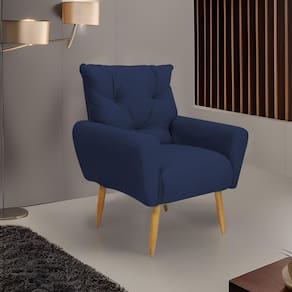 Poltrona Decorativa Para Denver Veludo Matrix - Azul Azul