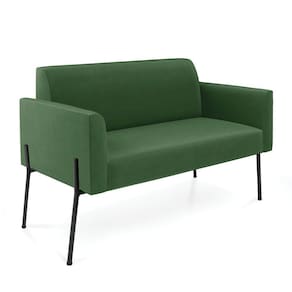 Sofá Namoradeira 2 Lugares Pé De Ferro Preto Marisa Suede D03 - D`rossi Cor Verde