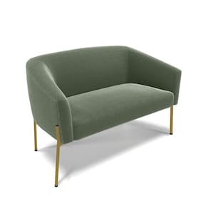 Sofá Namoradeira 2 Lugares Pé Ferro Dourado Stella Bouclê Menta D03 - D`Rossi