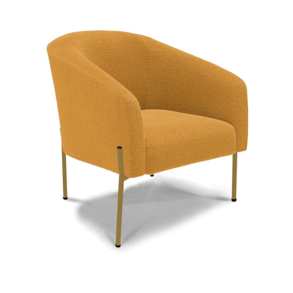 Poltrona Decorativa Pé de Ferro Dourado Stella Bouclê Mostarda D03 - D`Rossi