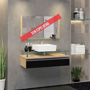Gabinete Banheiro 60cm Ametista Freijó/Preto