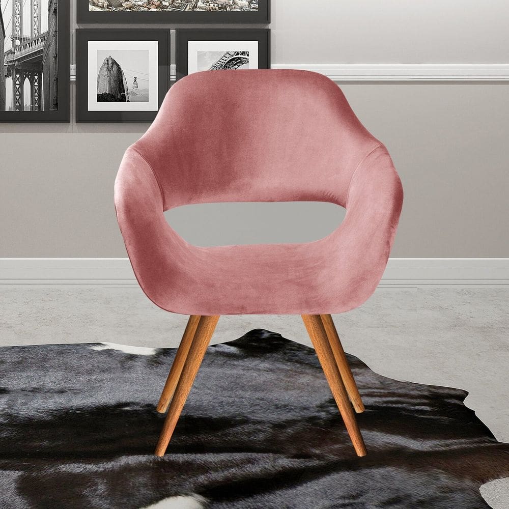Poltrona Decorativa Zara Pés Palito Sala Recepção Rose