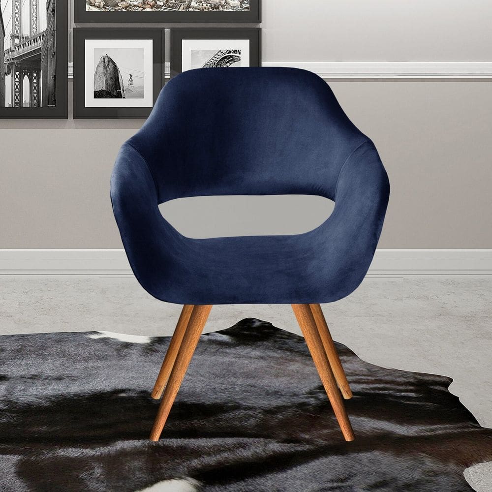 Poltrona Decorativa Zara Pés Palito Sala Recepção Azul Marinho
