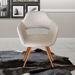 Poltrona Decorativa Zara Pés Palito Sala Recepção Bege