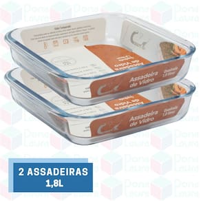 2 Travessa Refratária 1,8L Quadrada Doces Assados Forno Pudim Mousse