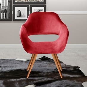 Poltrona Decorativa Zara Pés Palito Sala Recepção Vermelho