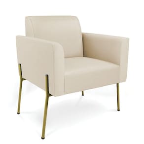 Poltrona Pé De Ferro Dourado Para Sala Marisa Corino D03 Bege