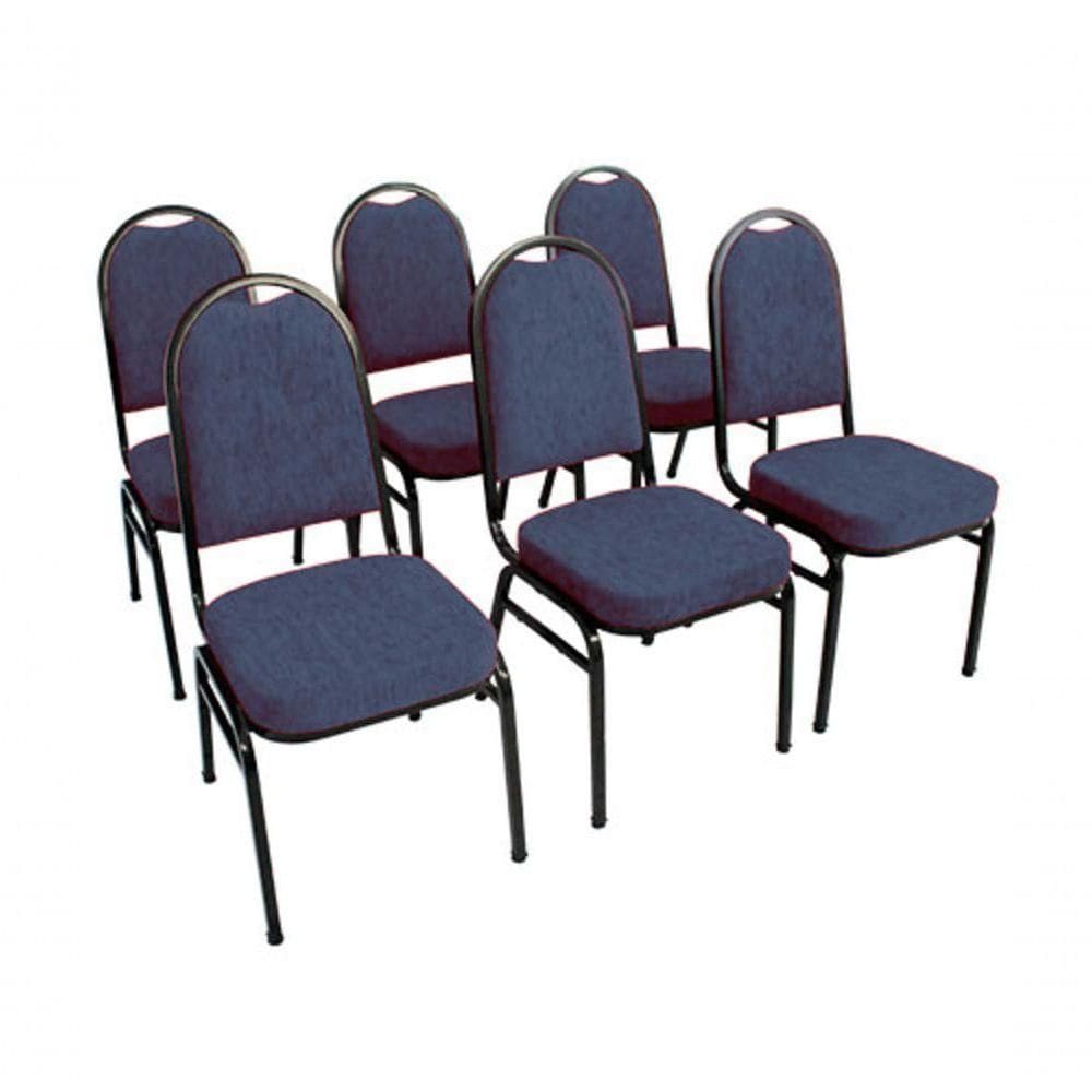 Kit Com 6 Cadeiras Para Auditórios Linha Hotel Azul