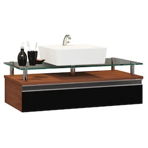 Gabinete Banheiro 60cm Ametista Marrom/Preto