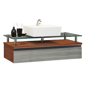 Gabinete Banheiro 60cm Ametista Marrom/Rovere