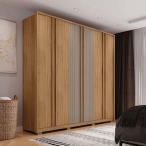 Guarda Roupas 6 Portas 4 Gavetas Mozart Caemmun Buriti/fendi